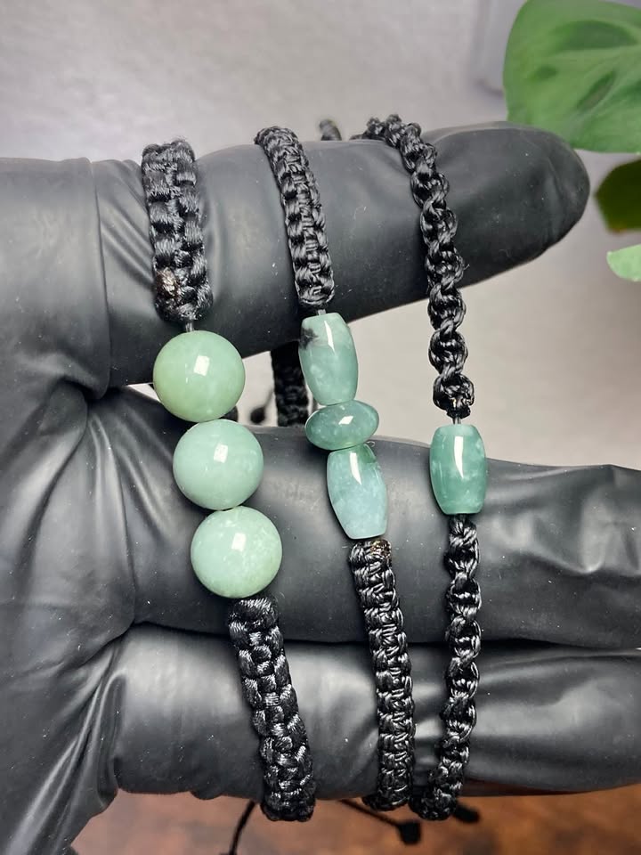 PROMO Pack 3 Pulseras con Jade | Tejidas con Macramé - Ajustables