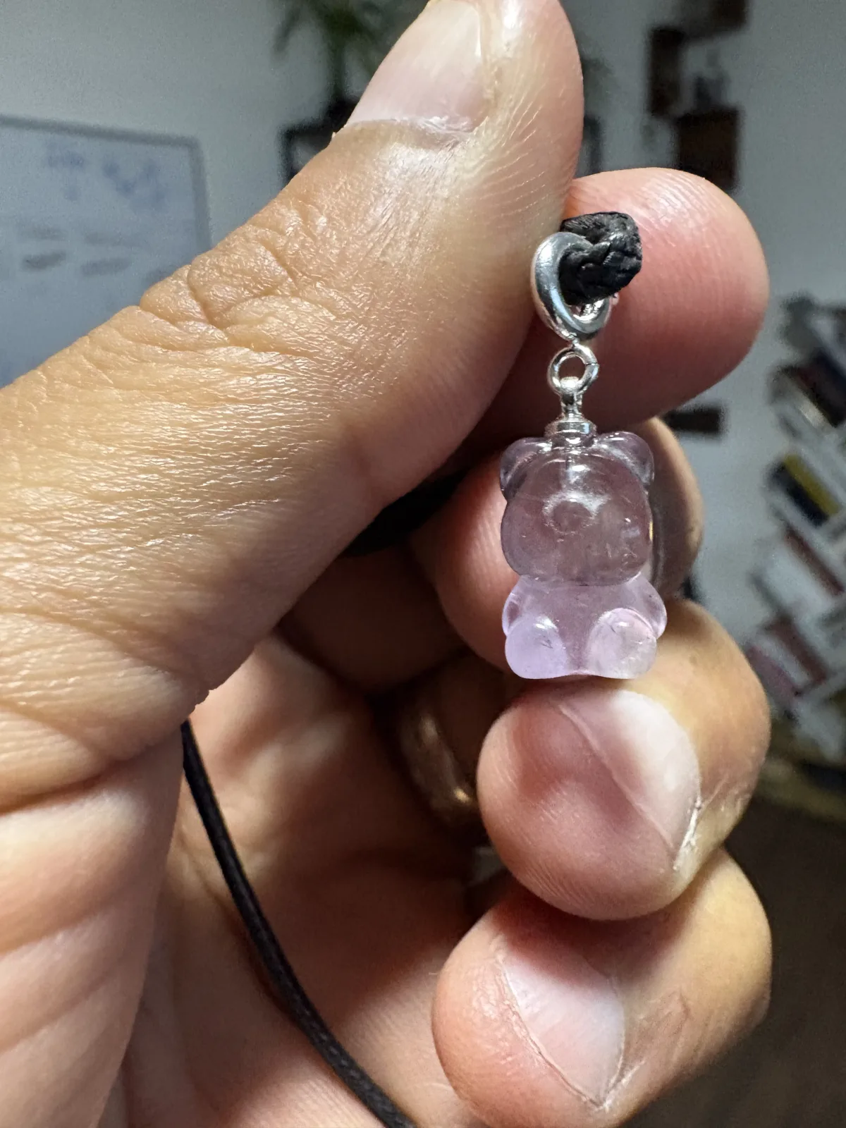 Fotografía 4 de Collar Dije Oso de Amatista con Argolla de Plata