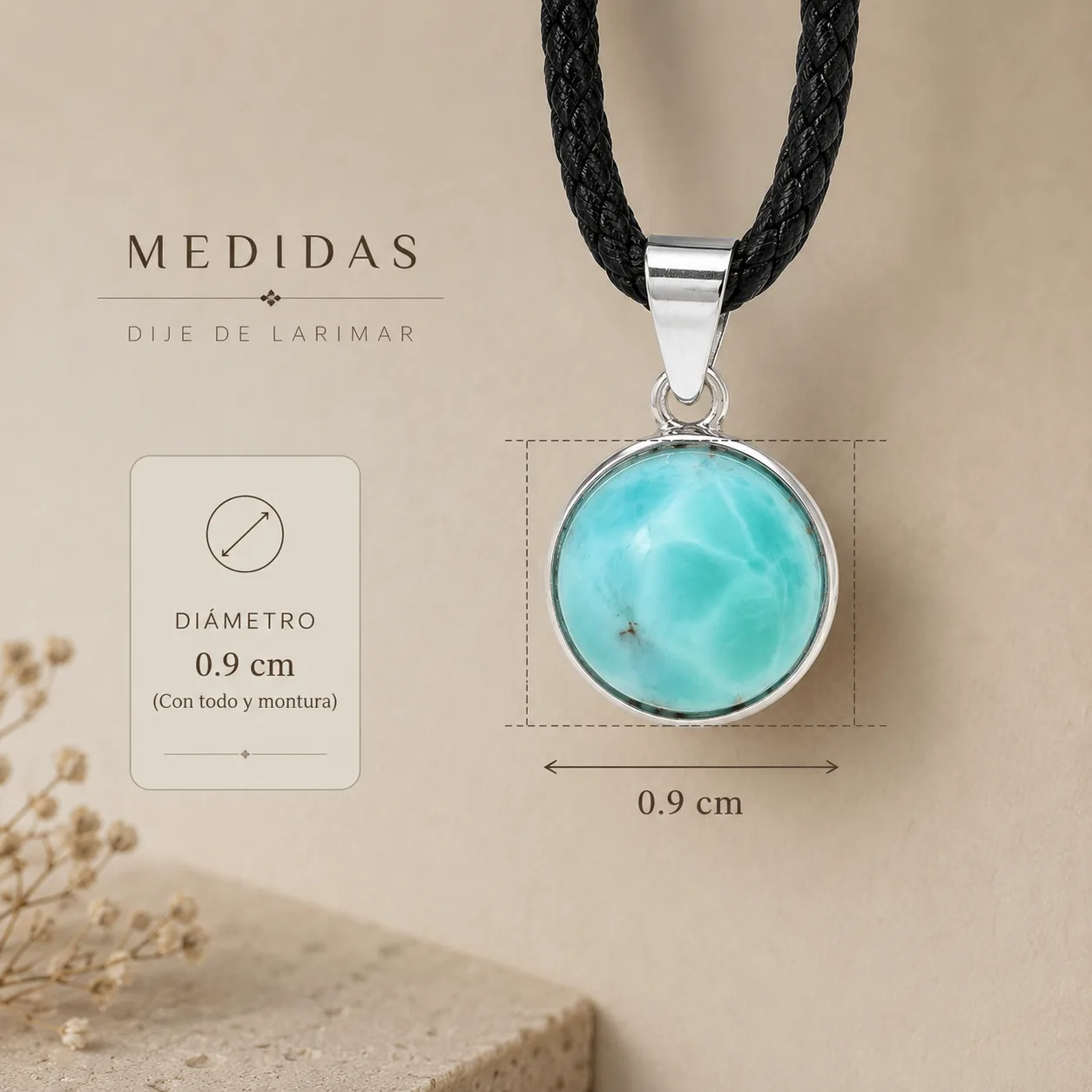 Fotografía 2 de Dije Larimar Montado En Plata
