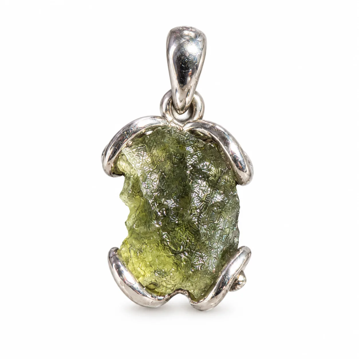 Dije de moldavita montada en plata